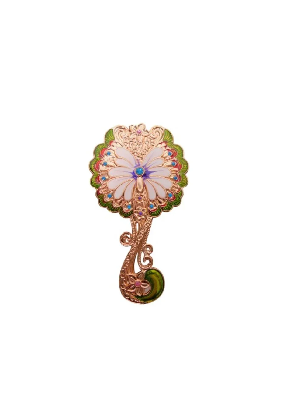 Butterfly-Inspired Mirror & Comb Set With Floral Details Lightweight Design Deco